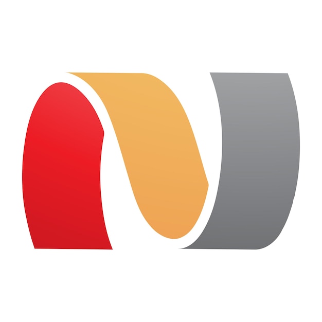 Orange and Red Wavy Shaped Letter N Icon