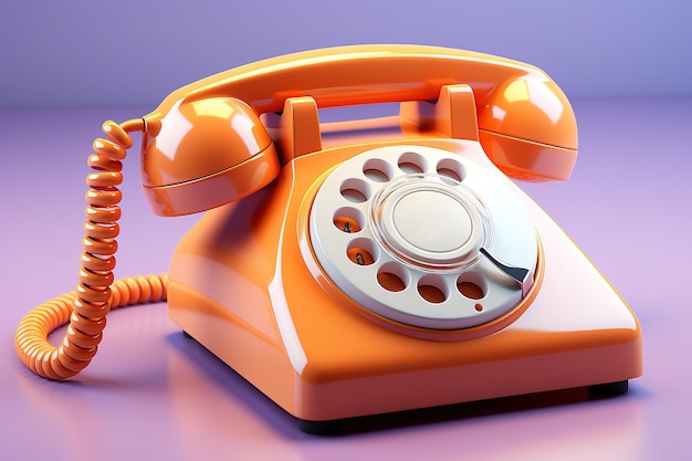 Orange retro telephone isolated on white background