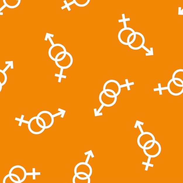 Orange seamless pattern with gender signs