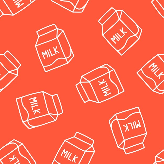 Orange seamless pattern with white milk boxes.