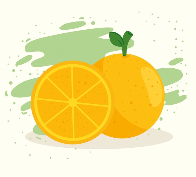 Orange and slice, fresh and healthy fruits 