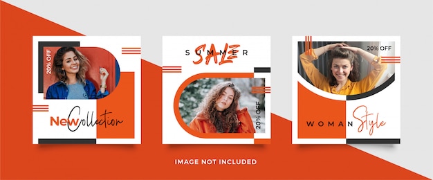 Orange social media post feed banner template