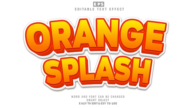 Orange Splash 3d Editable Text Effect Vector With Background