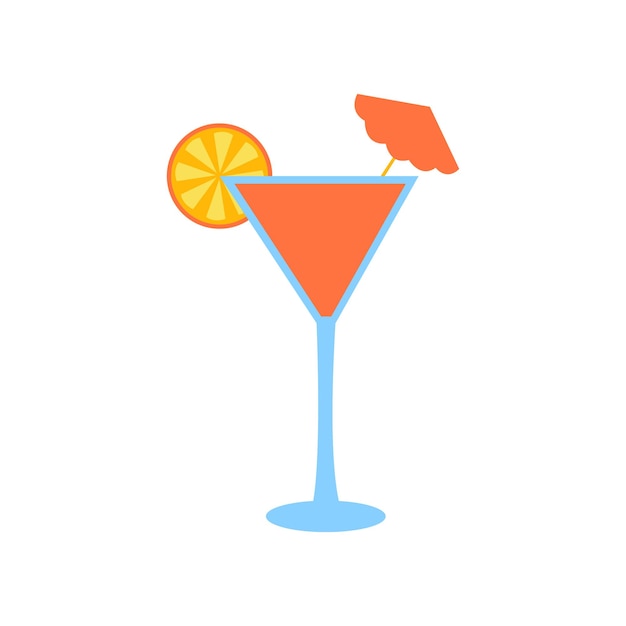 Orange summer cocktail. Refreshing sweet cocktail summer vacation simple vector illustration