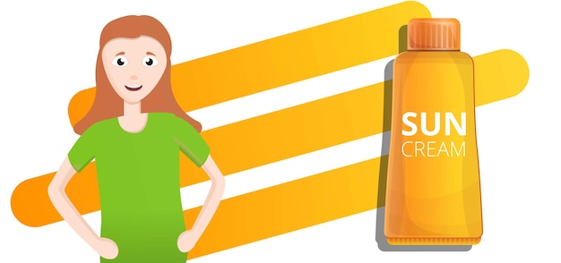 Vector orange sun cream tube concept banner cartoon illustration of orange sun cream tube vector concept banner for web design