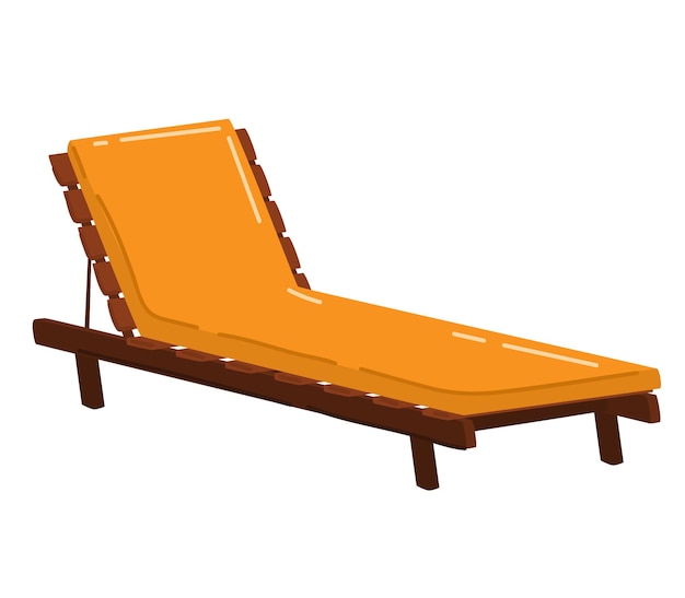 Orange sun lounger on a white background simplistic design of a modern outdoor chaise lounge