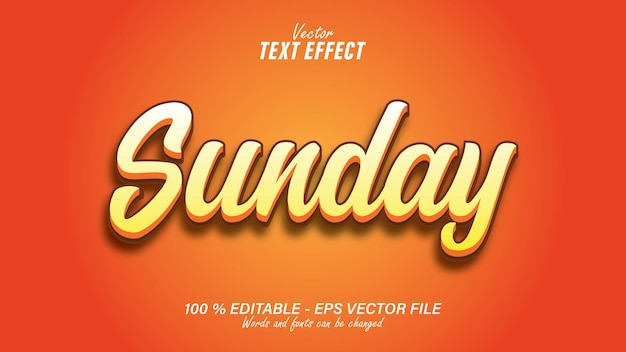 Orange sunday text effect editable with orange background eps file