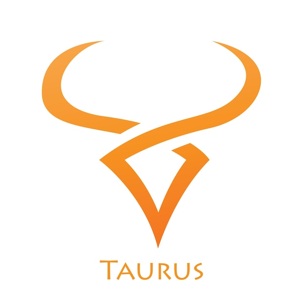 Orange Taurus Zodiac Star Sign with Simplistic Lines