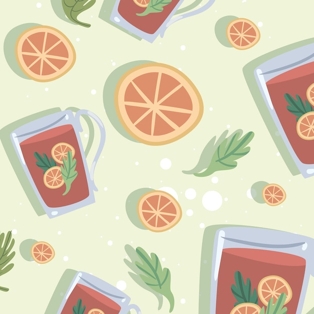 Orange tea drinks pattern