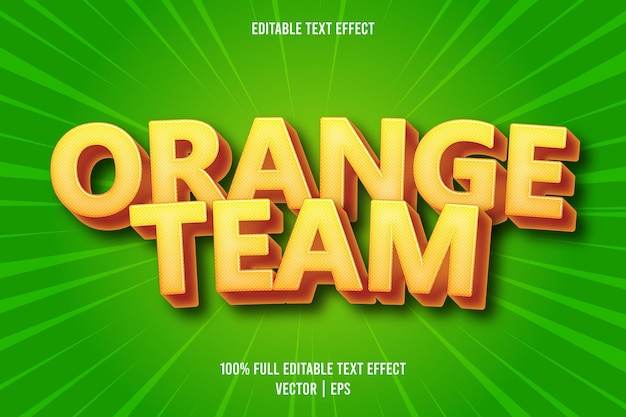 Orange team editable text effect cartoon style