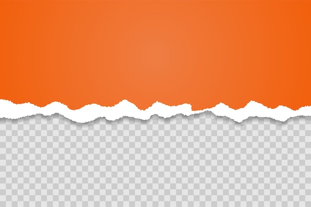 Orange torn paper edge template Ripped horizontal strips with shadows Border texture design Vector