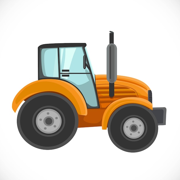 Orange tractor vector illustration isolated on a white background