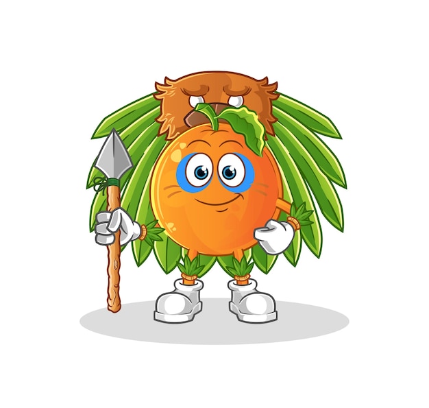 Orange tribal man mascot. cartoon vector