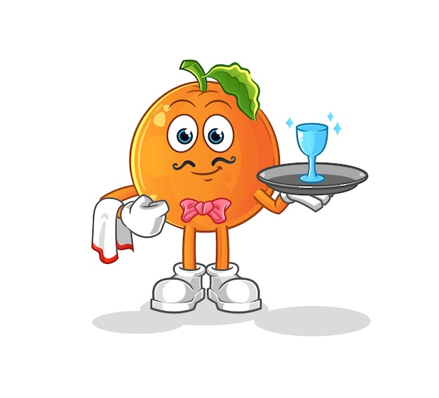 Orange waiter cartoon. cartoon mascot vector