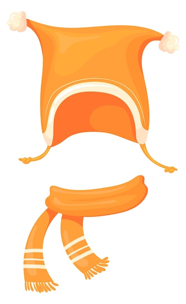 Orange warm hat and scarf Cartoon child clothes