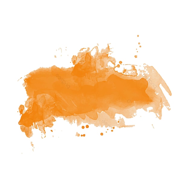 Orange watercolor stain on white background painting illustration Decor element background