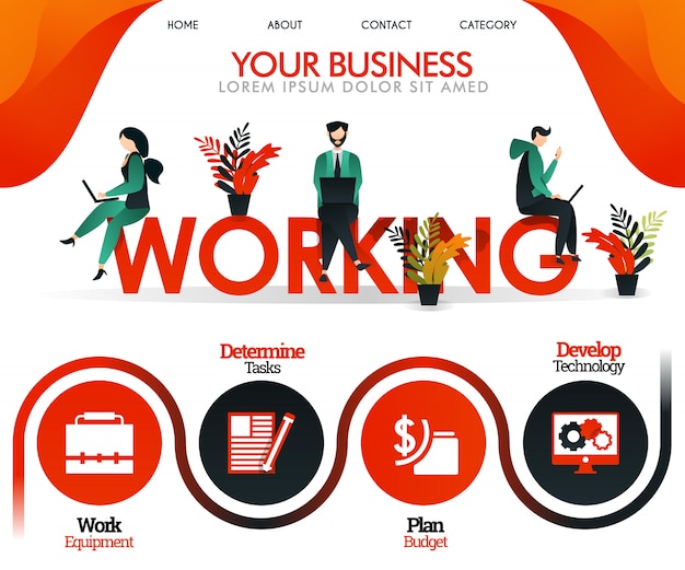 Orange Website illustration about Working