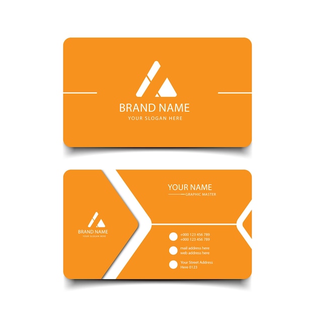 an orange and white business card with an orange logo on it