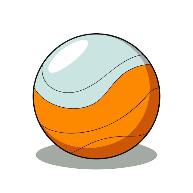 an orange and white volleyball with a white stripe on the bottom