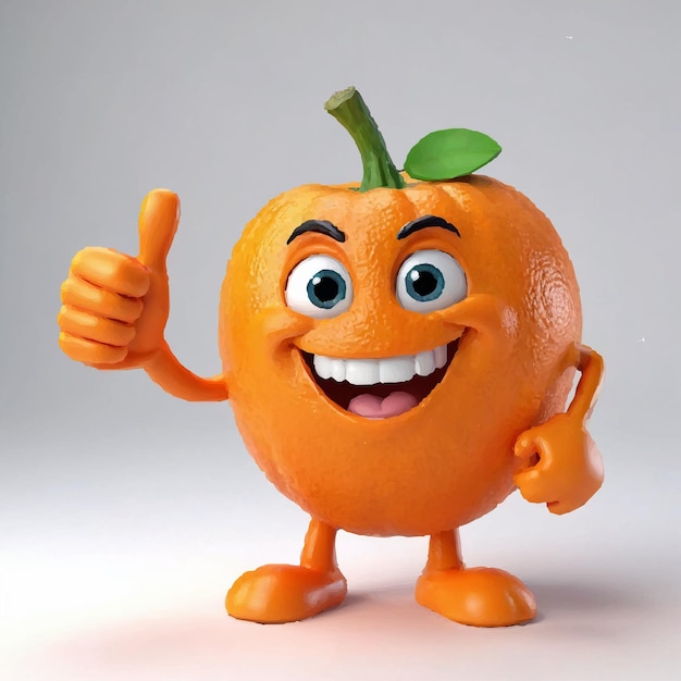 Vector orange with a smile on its face and the word thumbs up