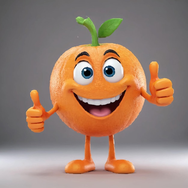 Vector orange with a smile on its face and the word thumbs up