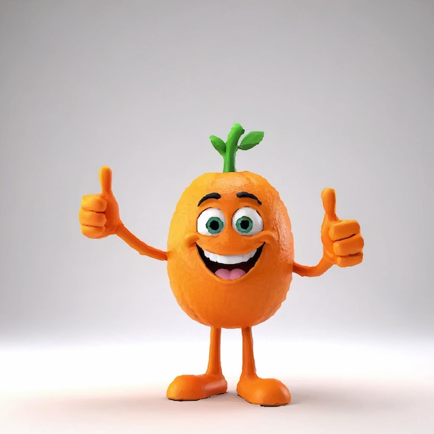 Vector orange with a smile on its face and the word thumbs up