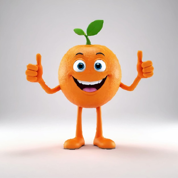 Vector orange with a smile on its face and the word thumbs up