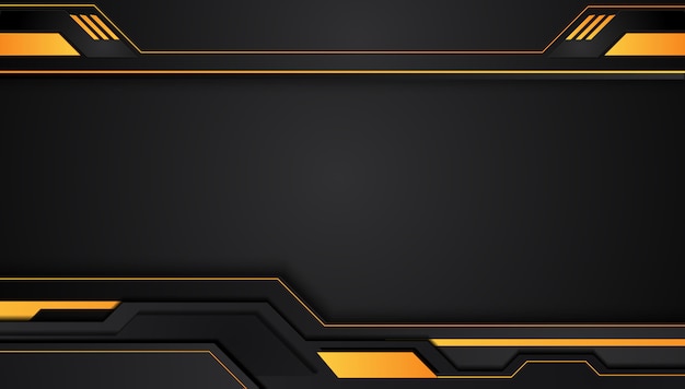 Orange yellow and black abstract metallic frame layout tech innovation concept background