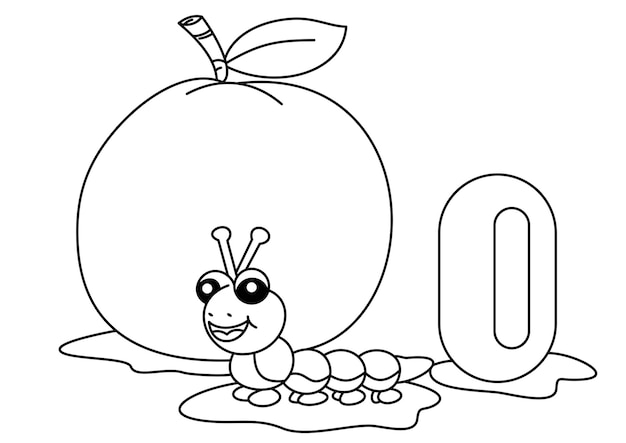 oranges with caterpillars coloring page or book for kids