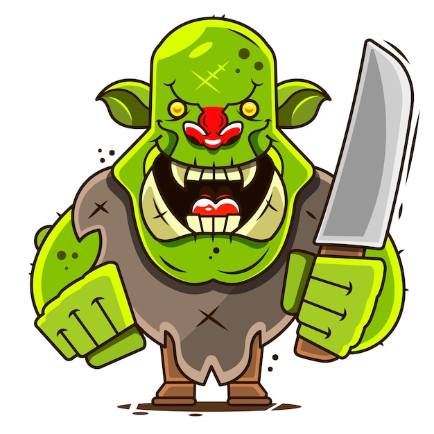 Orc, character, computer games, dagger, Cartoon, vector