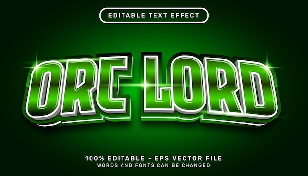 orc lord green light color 3d editable text effect template