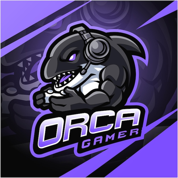 Orca gamer esport mascot logo design