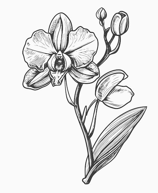 Orchid Flower Illustration Orchid flower coloring book