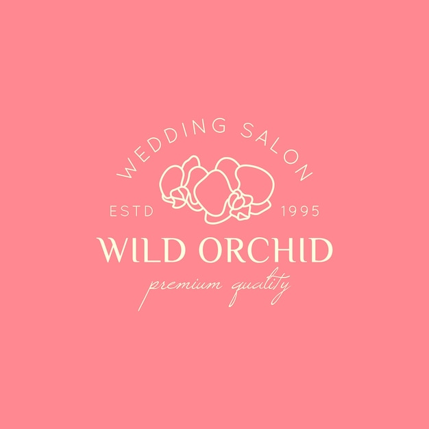 Orchid logo design template in simple minimal linear style. Vector floral emblem and icon for Wedding Boutiques, fashion store