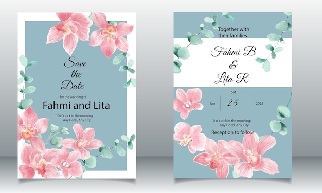 Orchid Watercolor Flower Wedding Template