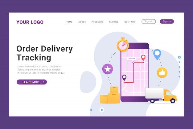 Order delivery tracking landing page template