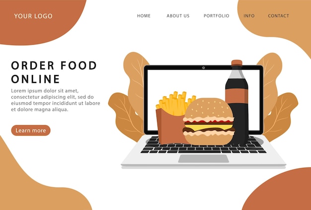 Vector order food online. delivery service. landing page. modern web pages for web sites.