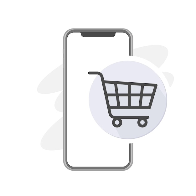 Order online by phone basket icon online shopping by iphone vector illustration buy now add to a cart