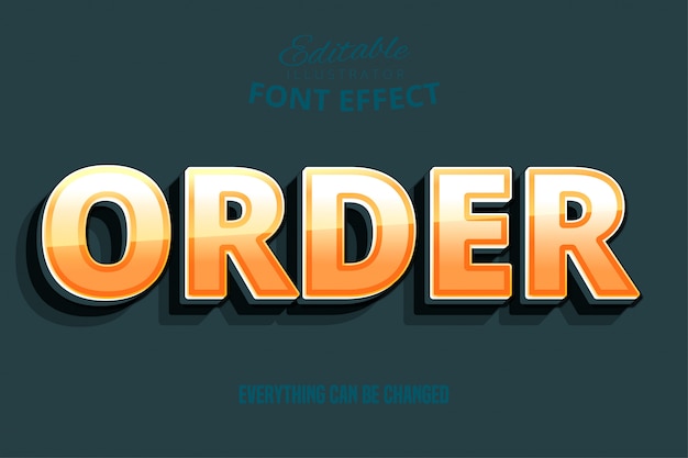 Order text, 3d yellow and orange editable font effect