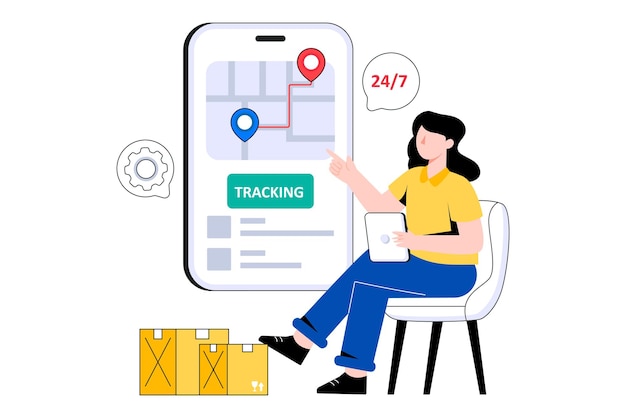 Order Tracking flat style design vector illustration. stock illustration