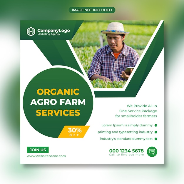 Organic agro farm social media post banner or agriculture farm services post banner template