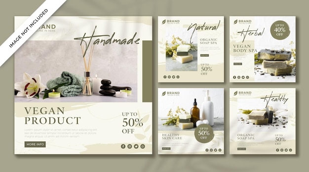 organic beauty body spa instagram post social media template