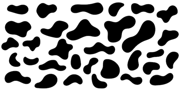 Organic black blobs irregular shape Abstract liquid shape elements random abstract blotch shape Fluid dynamical colored forms banner