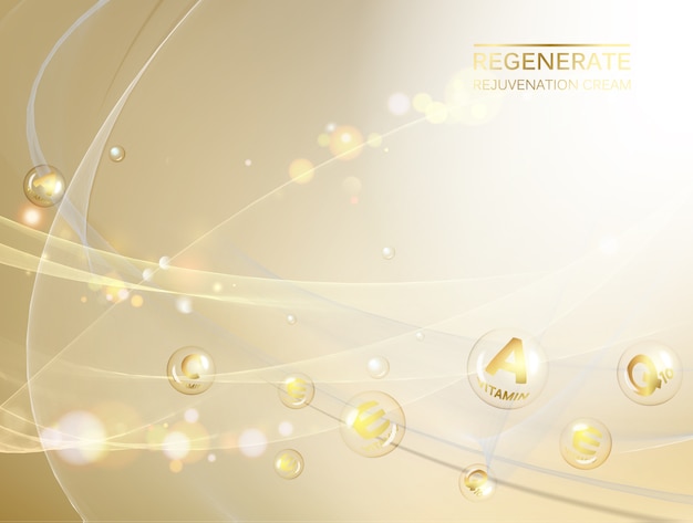 Organic cosmetic and skin care design over golden .