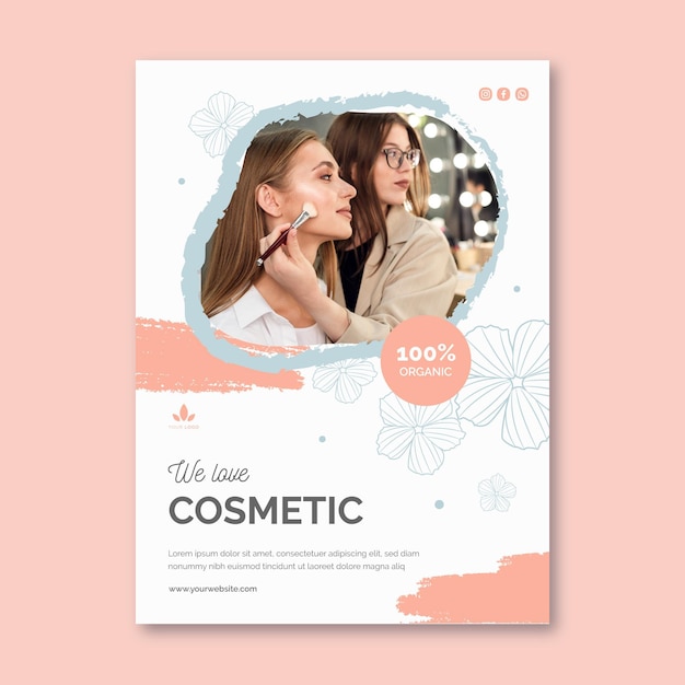 Organic cosmetic vertical flyer template