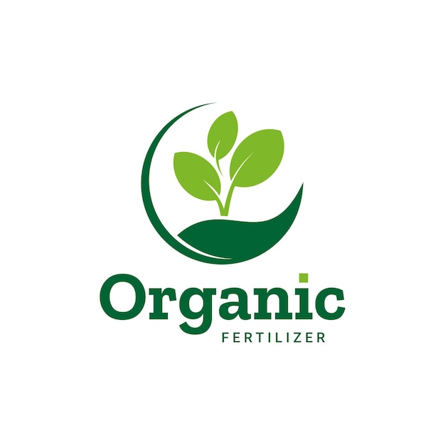 organic fertilizers with green leaf logo design for business product nature reserves greening