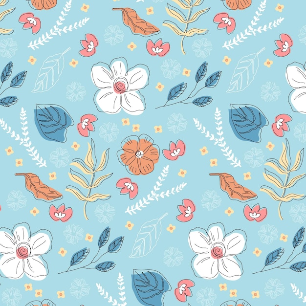 Organic flat abstract floral pattern