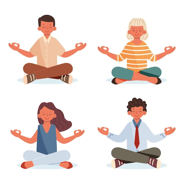 Organic flat business people meditating illustration