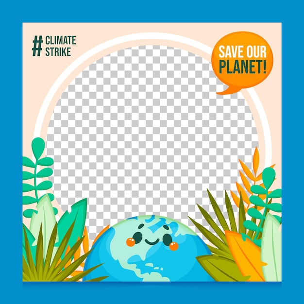 Organic flat climate change facebook avatar frame