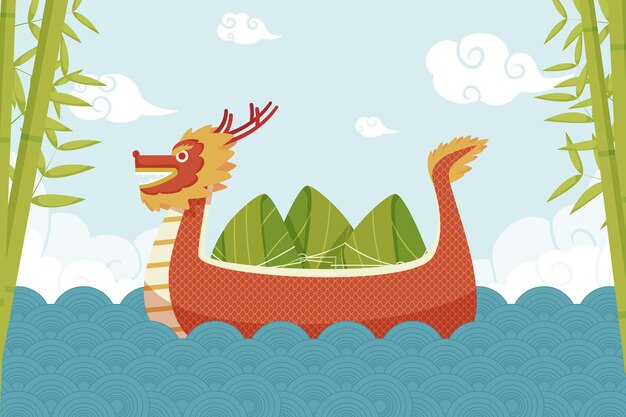 Vector organic flat dragon boat